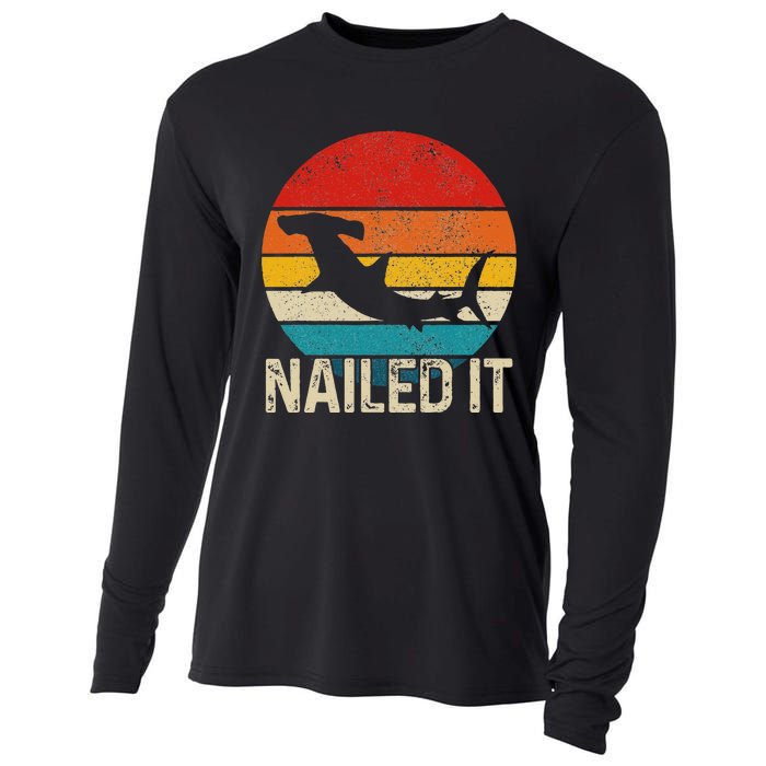 Nailed It Hammerhead Shark Vintage Funny Fishing Gift Cooling Performance Long Sleeve Crew