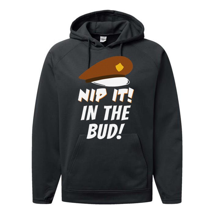 Nip It In The Bud Funny Performance Fleece Hoodie