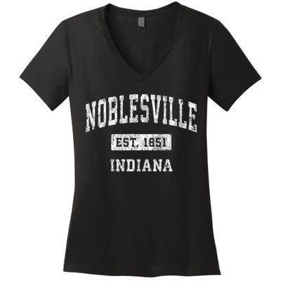 Noblesville Indiana In Vintage Established Sports Women's V-Neck T-Shirt