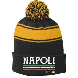 Naples Italy Italian Flag Souvenirs Gift Napoli Stripe Pom Pom Beanie