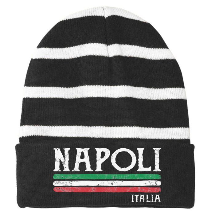 Naples Italy Italian Flag Souvenirs Gift Napoli Striped Beanie with Solid Band