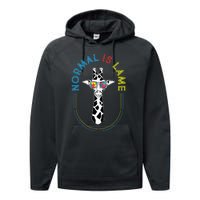 Normal Is Lame - Giraffe Autistic Puzzle Autism Awareness Performance Fleece Hoodie