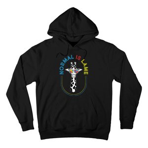 Normal Is Lame - Giraffe Autistic Puzzle Autism Awareness Hoodie