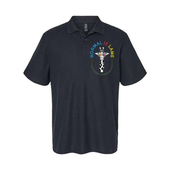 Normal Is Lame - Giraffe Autistic Puzzle Autism Awareness Softstyle Adult Sport Polo