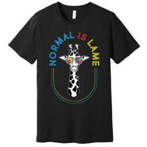 Normal Is Lame - Giraffe Autistic Puzzle Autism Awareness Premium T-Shirt