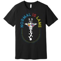 Normal Is Lame - Giraffe Autistic Puzzle Autism Awareness Premium T-Shirt