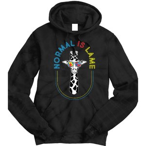 Normal Is Lame - Giraffe Autistic Puzzle Autism Awareness Tie Dye Hoodie