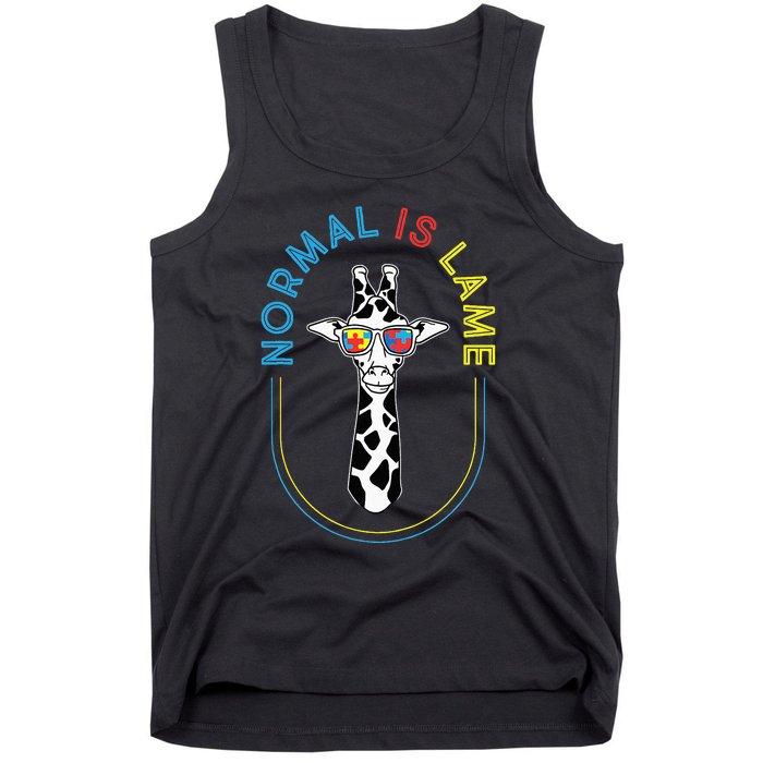 Normal Is Lame - Giraffe Autistic Puzzle Autism Awareness Tank Top