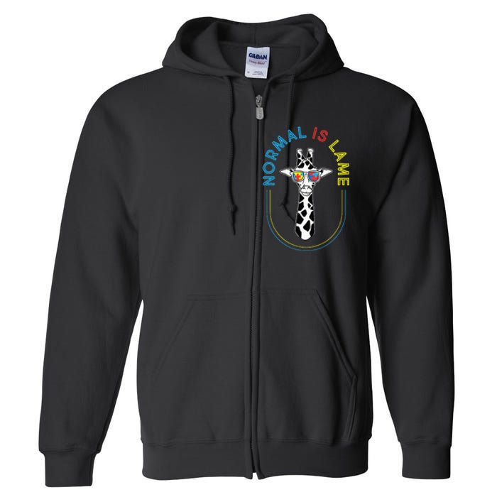 Normal Is Lame - Giraffe Autistic Puzzle Autism Awareness Full Zip Hoodie