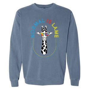 Normal Is Lame - Giraffe Autistic Puzzle Autism Awareness Garment-Dyed Sweatshirt