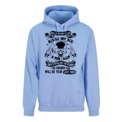 Now I Lay Me Down To Sleep Beside My Bed A Gun I Keep And If I Wake And You’re I Unisex Surf Hoodie