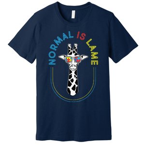 Normal Is Lame Giraffe Autistic Puzzle Autism Awareness Premium T-Shirt