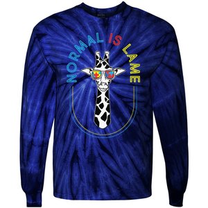 Normal Is Lame Giraffe Autistic Puzzle Autism Awareness Tie-Dye Long Sleeve Shirt