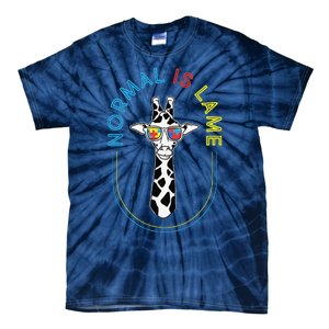 Normal Is Lame Giraffe Autistic Puzzle Autism Awareness Tie-Dye T-Shirt