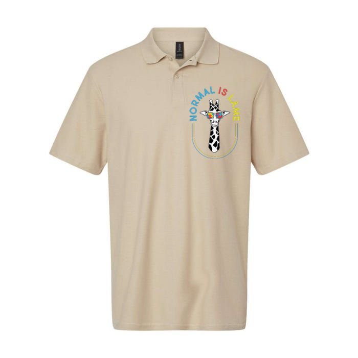 Normal Is Lame Giraffe Autistic Puzzle Autism Awareness Softstyle Adult Sport Polo