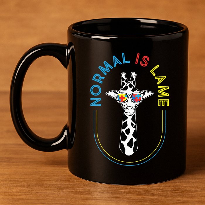 Normal Is Lame Giraffe Autistic Puzzle Autism Awareness 11oz C Handle Ceramic Mug