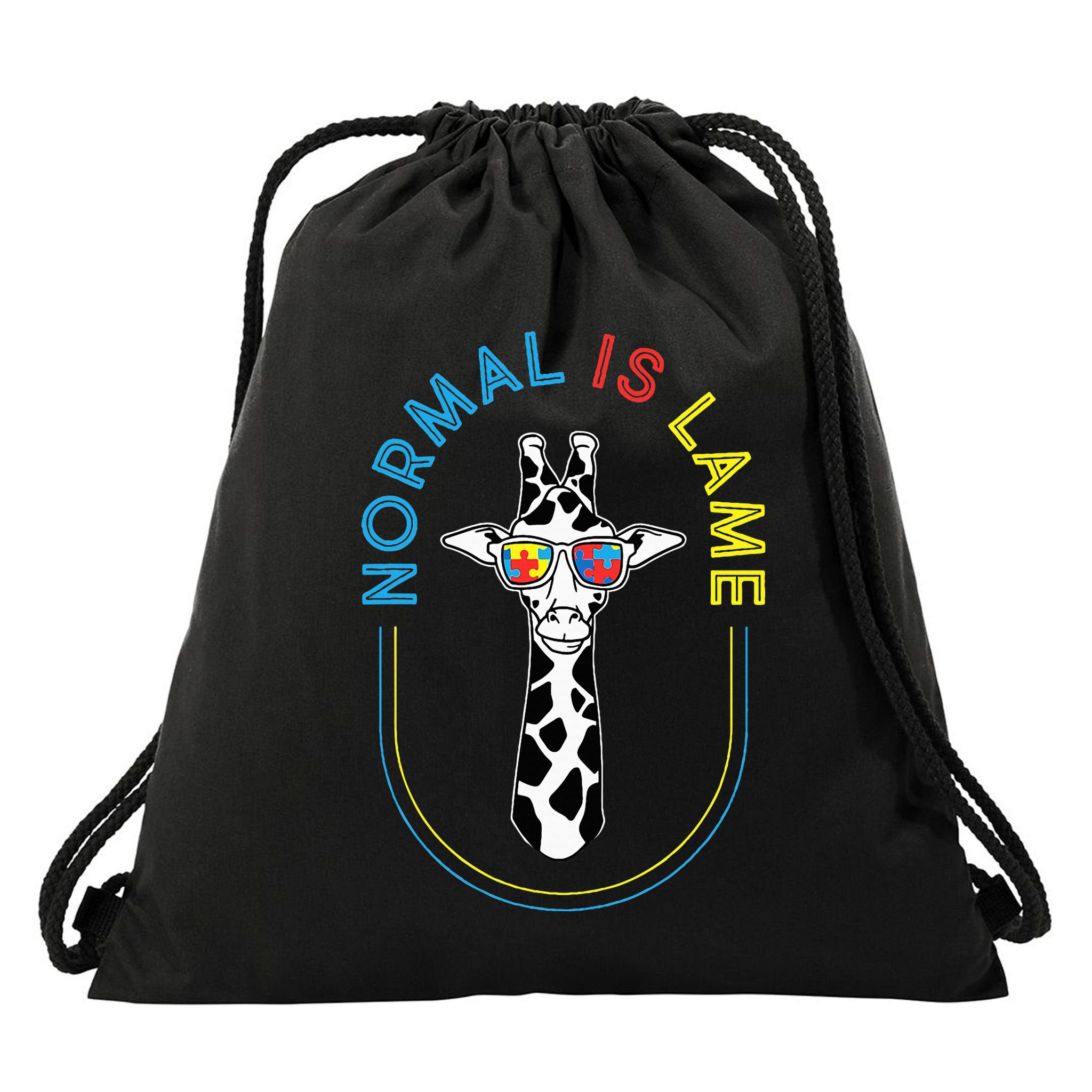 Normal Is Lame Giraffe Autistic Puzzle Autism Awareness Drawstring Bag