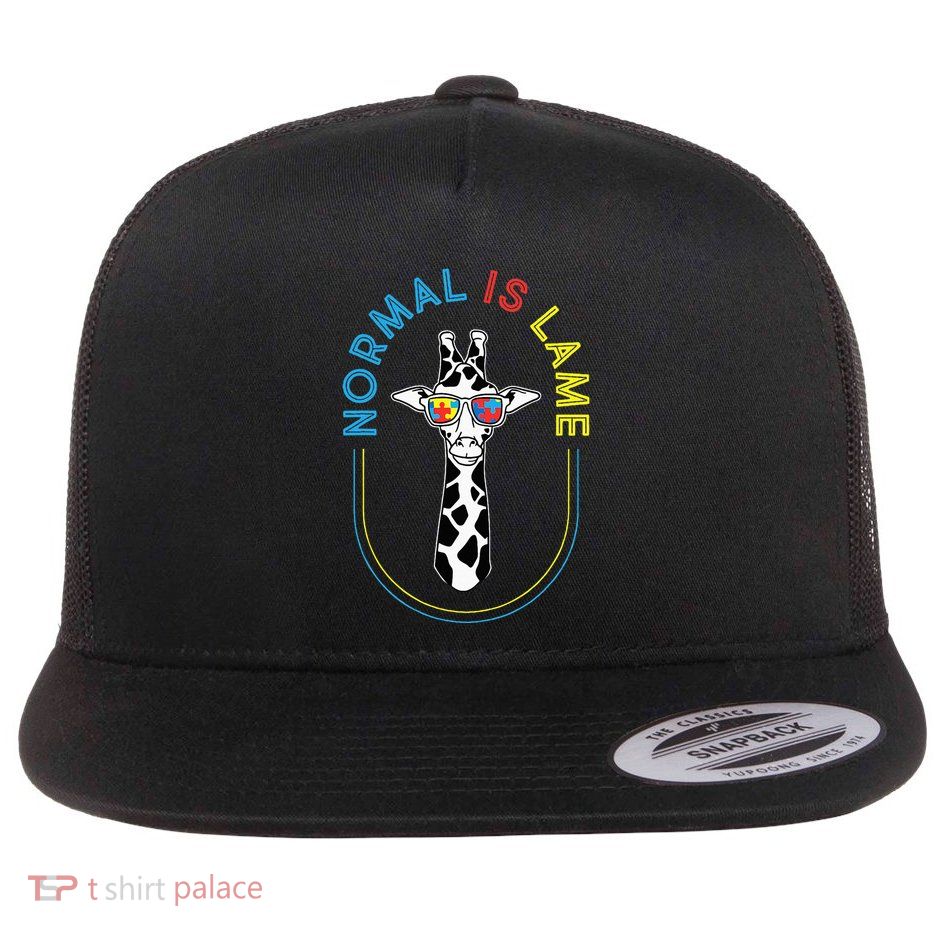 Normal Is Lame Giraffe Autistic Puzzle Autism Awareness Flatbill Hat
