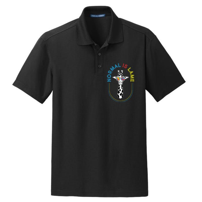 Normal Is Lame Giraffe Autistic Puzzle Autism Awareness Dry Zone Grid Polo