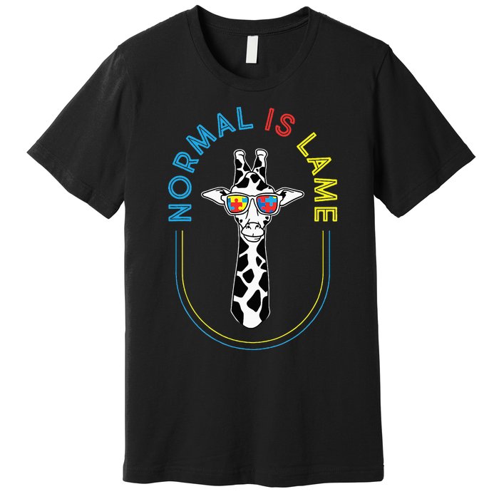 Normal Is Lame Giraffe Autistic Puzzle Autism Awareness Premium T-Shirt