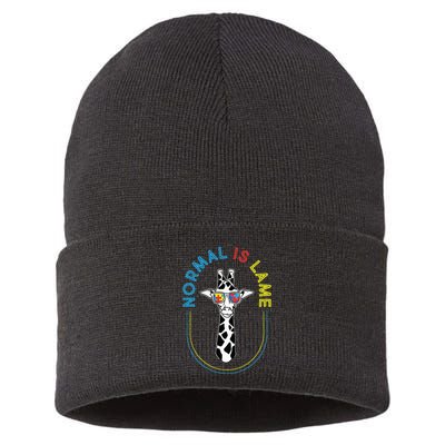 Normal Is Lame Giraffe Autistic Puzzle Autism Awareness Sustainable Knit Beanie