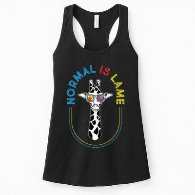 Normal Is Lame Giraffe Autistic Puzzle Autism Awareness Womens Tank Top