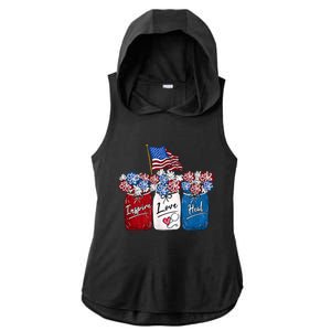 Nurse Inspire Love Heal American Flag Nurse Life 4th Of July Gift Ladies PosiCharge Tri-Blend Wicking Draft Hoodie Tank