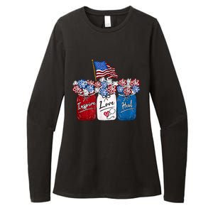 Nurse Inspire Love Heal American Flag Nurse Life 4th Of July Gift Womens CVC Long Sleeve Shirt