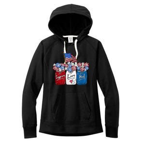 Nurse Inspire Love Heal American Flag Nurse Life 4th Of July Gift Women's Fleece Hoodie