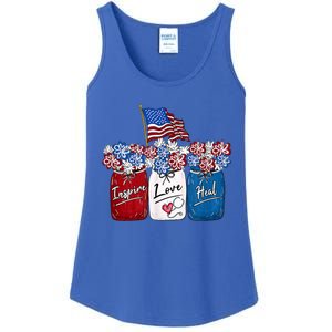 Nurse Inspire Love Heal American Flag Nurse Life 4th Of July Gift Ladies Essential Tank