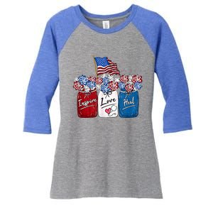 Nurse Inspire Love Heal American Flag Nurse Life 4th Of July Gift Women's Tri-Blend 3/4-Sleeve Raglan Shirt