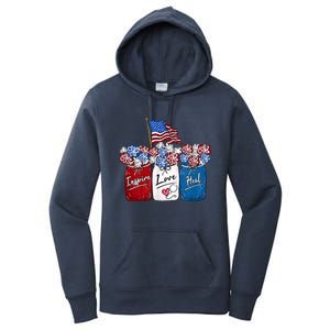 Nurse Inspire Love Heal American Flag Nurse Life 4th Of July Gift Women's Pullover Hoodie