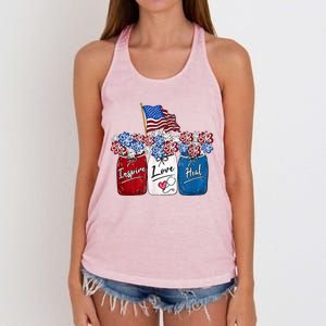 Nurse Inspire Love Heal American Flag Nurse Life 4th Of July Gift Women's Knotted Racerback Tank