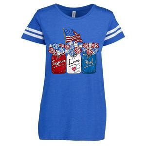 Nurse Inspire Love Heal American Flag Nurse Life 4th Of July Gift Enza Ladies Jersey Football T-Shirt