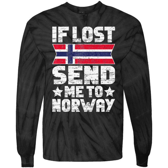 Norwegian If Lost Send Me To Norway  Tie-Dye Long Sleeve Shirt