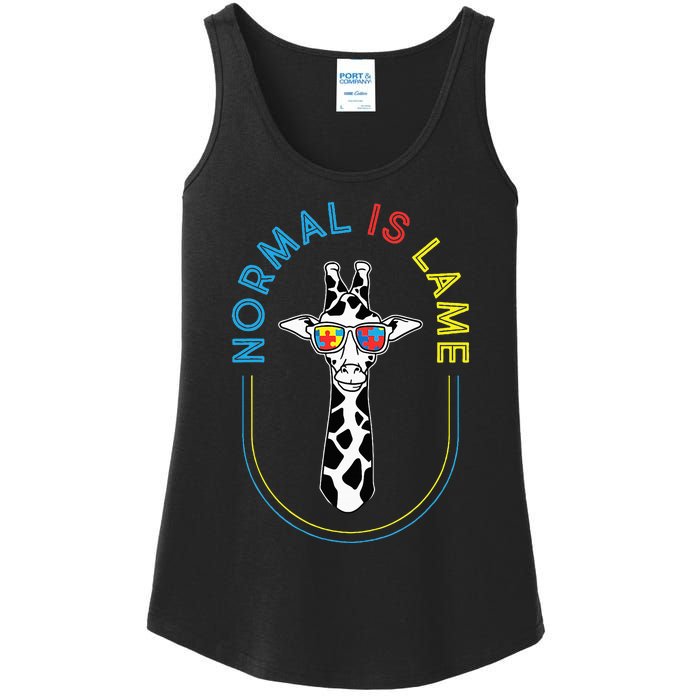 Normal Is Lame Giraffe Autistic Puzzle Autism Awareness Ladies Essential Tank