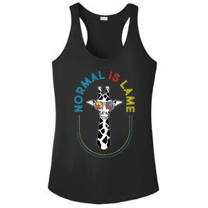 Normal Is Lame Giraffe Autistic Puzzle Autism Awareness Ladies PosiCharge Competitor Racerback Tank