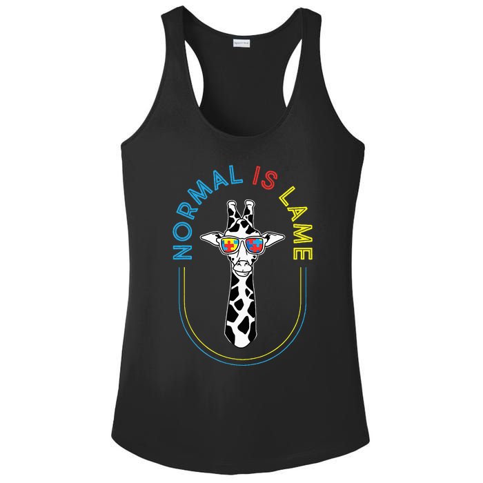 Normal Is Lame Giraffe Autistic Puzzle Autism Awareness Ladies PosiCharge Competitor Racerback Tank