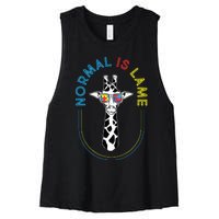 Normal Is Lame Giraffe Autistic Puzzle Autism Awareness Women's Racerback Cropped Tank