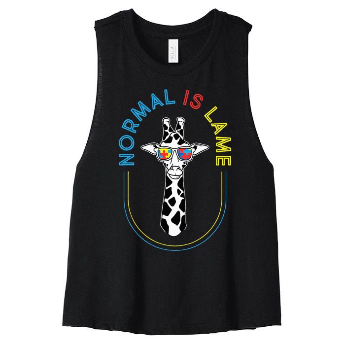 Normal Is Lame Giraffe Autistic Puzzle Autism Awareness Women's Racerback Cropped Tank