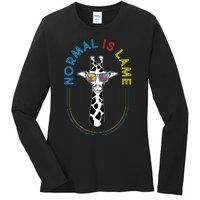 Normal Is Lame Giraffe Autistic Puzzle Autism Awareness Ladies Long Sleeve Shirt