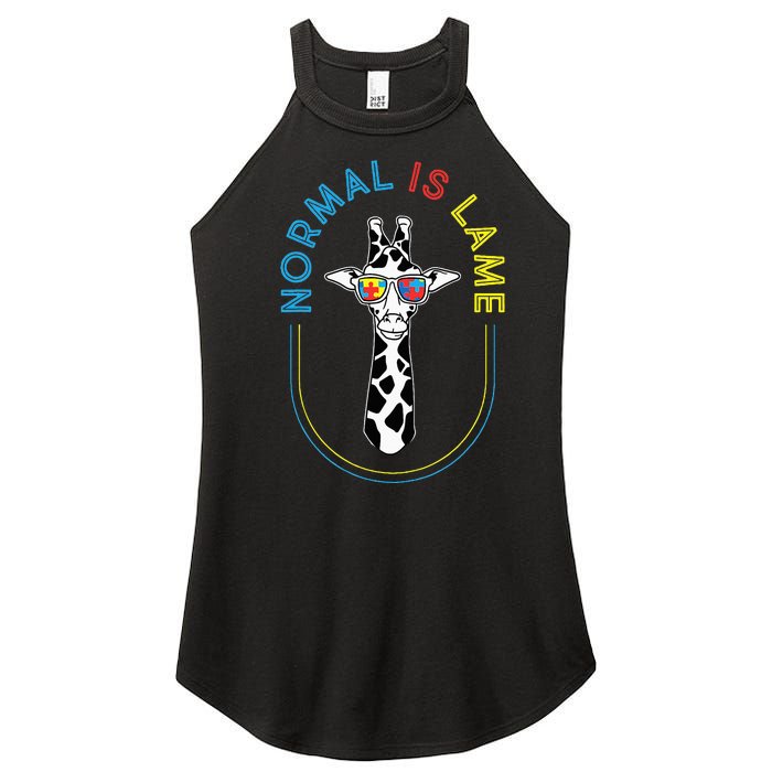 Normal Is Lame Giraffe Autistic Puzzle Autism Awareness Women's Perfect Tri Rocker Tank