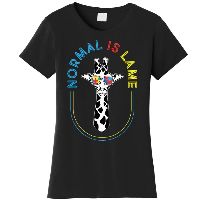 Normal Is Lame Giraffe Autistic Puzzle Autism Awareness Women's T-Shirt