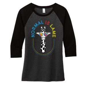 Normal Is Lame Giraffe Autistic Puzzle Autism Awareness Women's Tri-Blend 3/4-Sleeve Raglan Shirt