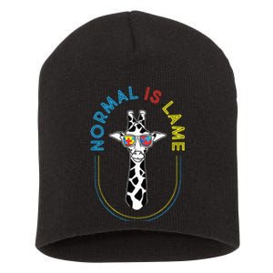 Normal Is Lame Giraffe Autistic Puzzle Autism Awareness Short Acrylic Beanie