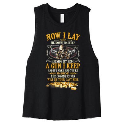 Now I Lay Me Down To Sleep Beside My Bed A Gun I Keep Women's Racerback Cropped Tank