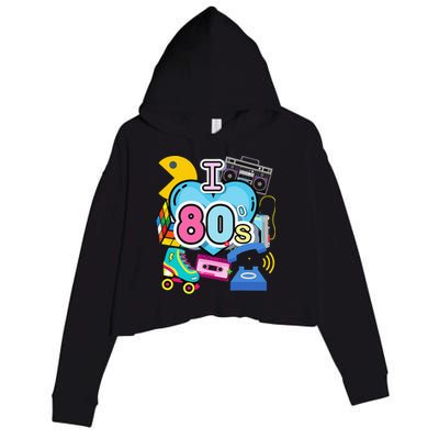 Nostalgic I Love The 80s Trip Down Memory Lane 80s Style Crop Fleece Hoodie