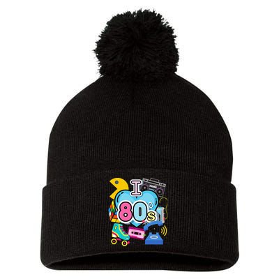Nostalgic I Love The 80s Trip Down Memory Lane 80s Style Pom Pom 12in Knit Beanie