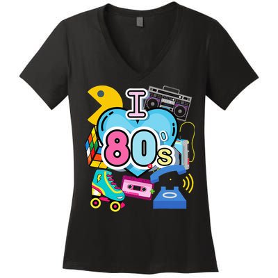Nostalgic I Love The 80s Trip Down Memory Lane 80s Style Women's V-Neck T-Shirt