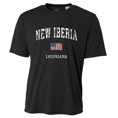 New Iberia Louisiana La Vintage American Flag Sports Design Cooling Performance Crew T-Shirt